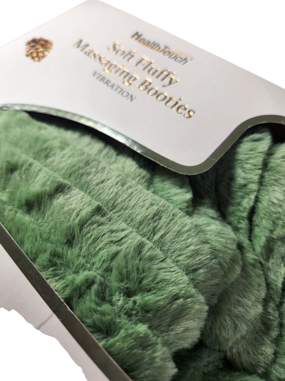 HealthTouch Soft Fluffy Massaging Booties - Green - Picture 5 of 10